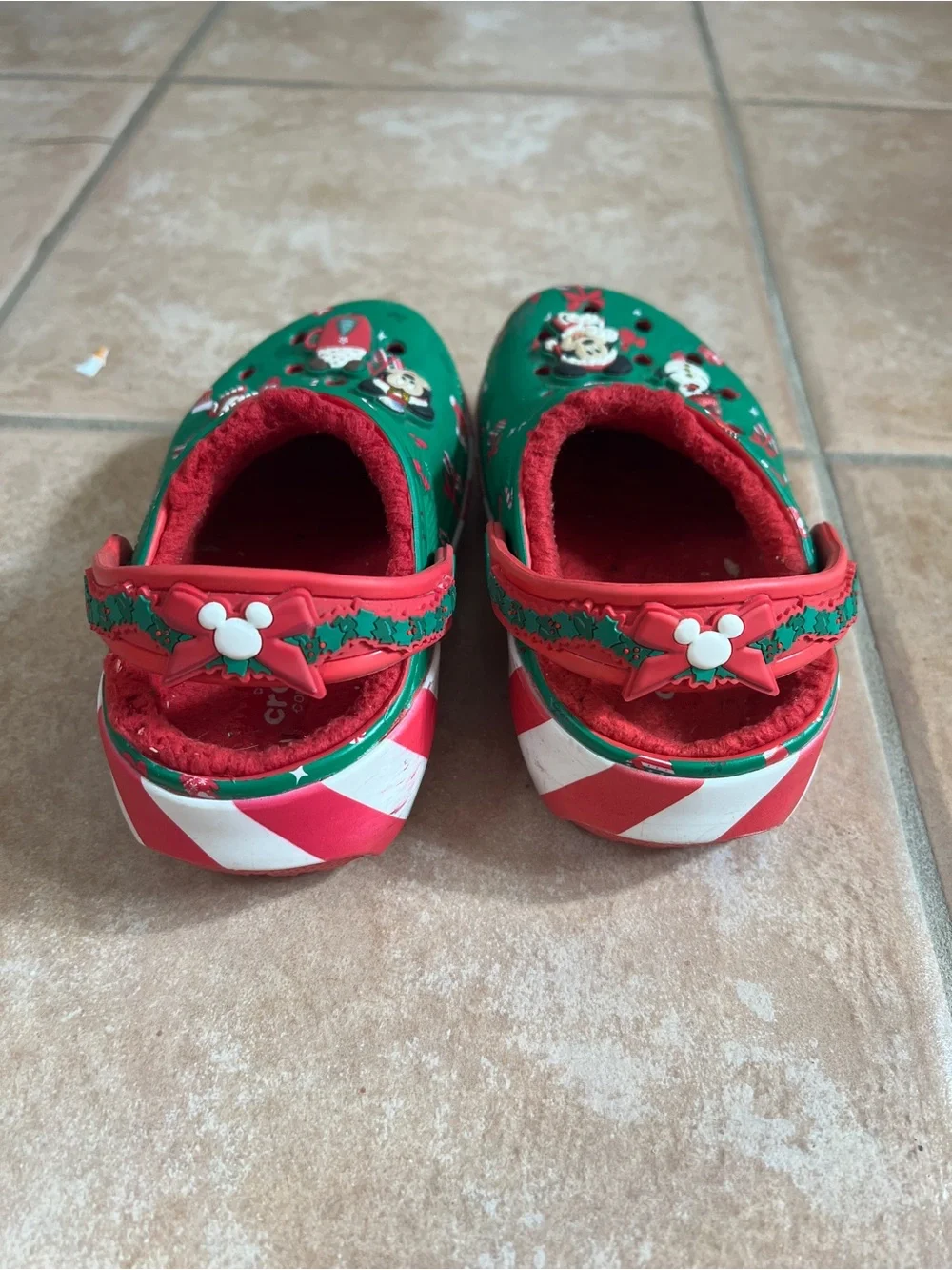 Crocs fleece lined Holiday Christmas Disney Mickey Minnie Mouse toddler Size 8C